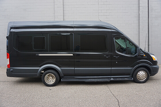 Black limo van exterior